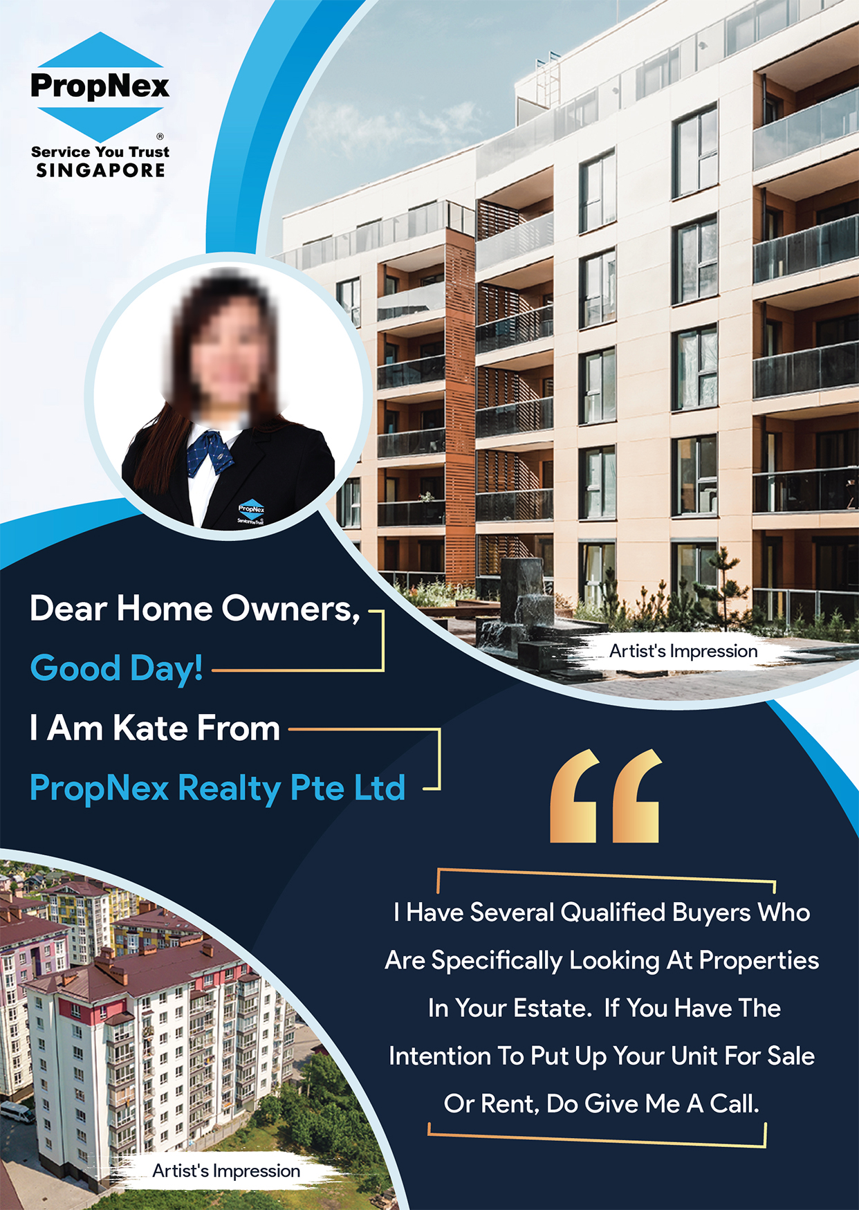 Flyer Design for Real Estate Properties Agent in Singapore by Subraa