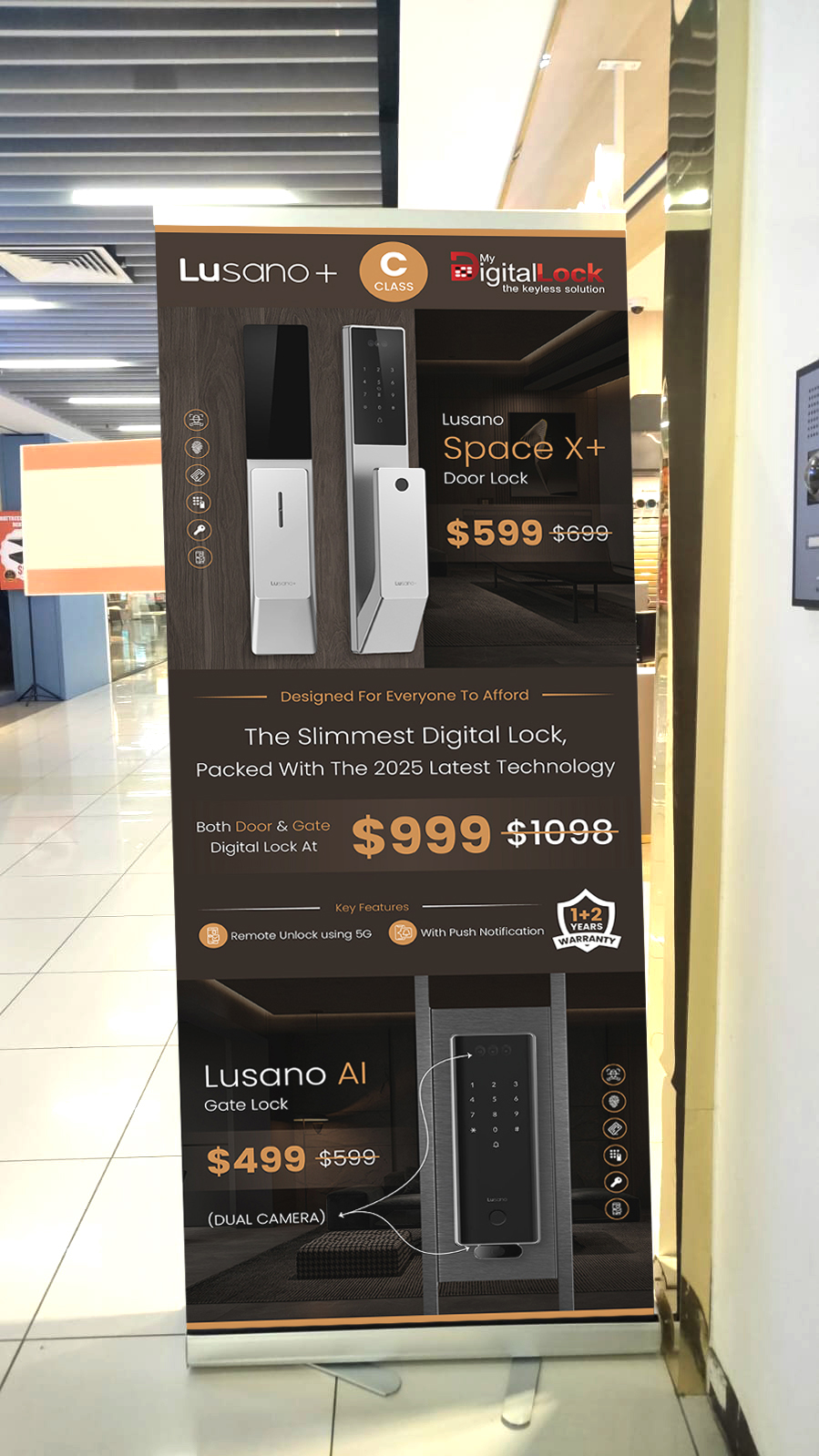 Product Promotion Pull Up Banner for Digital Locks