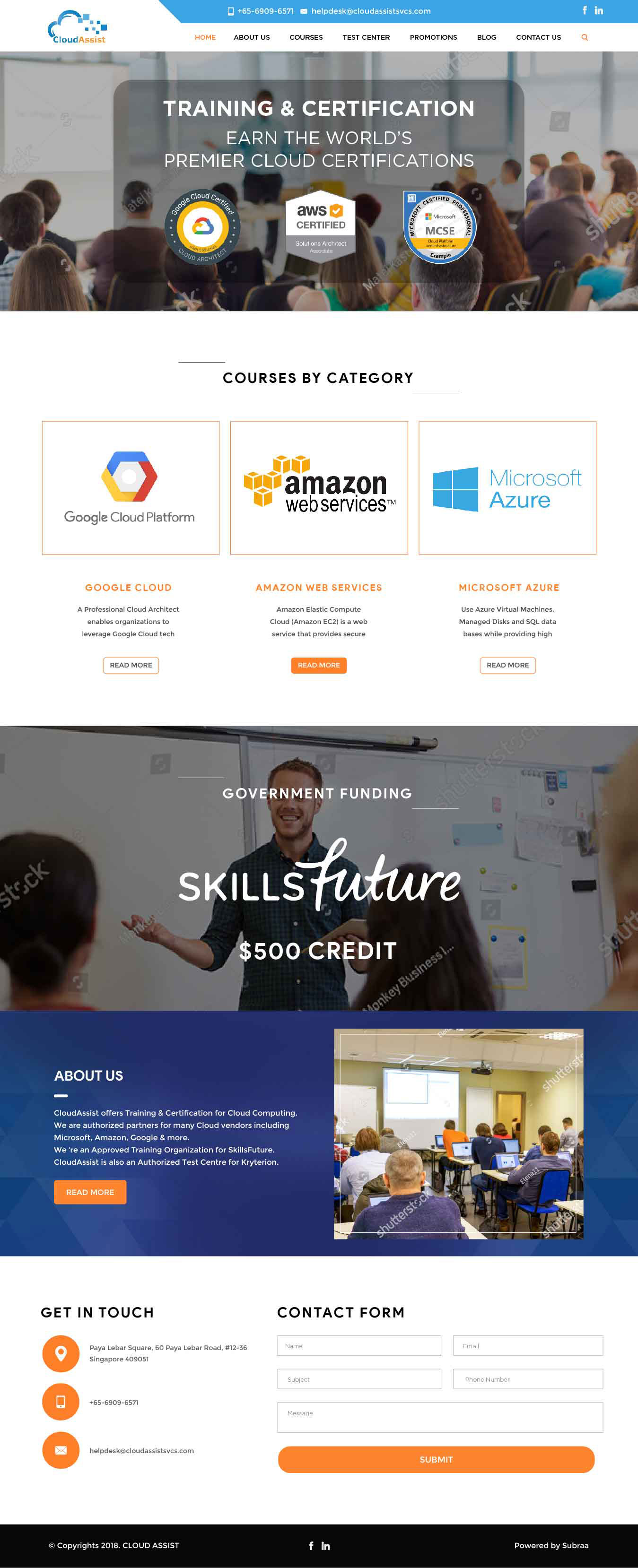 WordPress CMS Website Design and Development for Training Centre